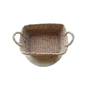 Paniers de rangement en jacinthe d'eau écologiques fabriqués à la main rectangulaires multi-tailles avec option de poignées torsadées - Product Image 4