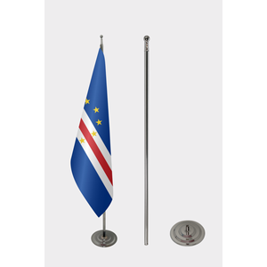 Official Cape Verde Indoor <b>Flag</b>-Digital Printing Aluminum <b>Pole</b> Pennant Style 3x5ft Nylon/Polyester Material - Product Image 2