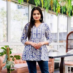Modern Design Casual Wear Women's Cotton Digital Print <b>Top</b> High Demand Available Wholesale Price India Indian Pakistani Clothing - Product Image 3