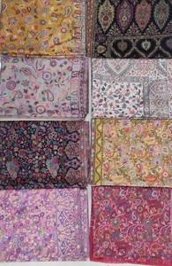 Handmade Pure <b>Silk</b> Pashmina <b>Shawls</b> Winter Women Luxury Jacquard Embroidered Dyed Customized Designs Ready for Customization - Product Image 2