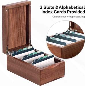 Titular de la tarjeta de visita 2,2x3,5 pulgadas Tarjetas de índice Caja organizadora Tarjeta de escritorio Archivo Titulares de notas Organizadores de madera Nogal - Product Image 5