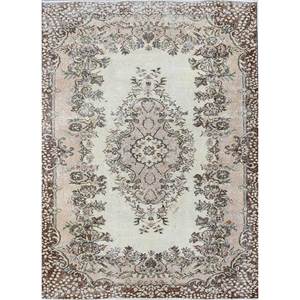 พรมขนสัตว์สีเบจและสีน้ำตาลสไตล์วินเทจ ทอมือลายเมดัลเลียนคลาสสิกทรงสี่เหลี่ยมผืนผ้า สำหรับห้องนั่งเล่นวัยรุ่น รุ่น Pae-3318 ผลิตจากวัสดุรีไซเคิล - Product Image 1