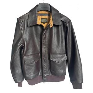 Chaqueta de aviador de piloto A2 de cuero genuino para hombre con tela de lona, transpirable e impermeable - Product Image 5