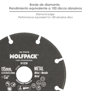 Disco da Taglio Universale per Metalli Ø 115 x 1,7 mm Filo di Diamante - Product Image 3