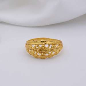 Boho Floral Wedding Bands or <b>Rings</b> Tribal Brass Jewelry Women 18k Gold Plated Trendy <b>Dainty</b> Flower Design Wholesale - Product Image 5