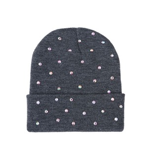 Gorro de Invierno Personalizado de Lana con Pedrería de Diamantes para Mujer, Gorro de Punto Suave Informal para Calle, 100% Lana, Gorro con Pedrería, Jacquard - Product Image 4