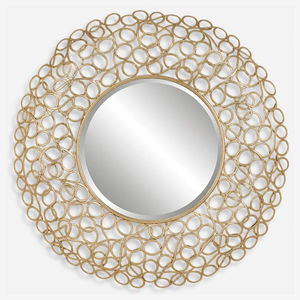 Exclusive Gold Metal Leaf Frame Round <b>Wall</b> Mounted <b>Mirror</b> Modern Home Living Room Decorative <b>Wall</b> <b>Mirror</b> <b>Wall</b> <b>Art</b> <b>For</b> Hot Sale - Product Image 3