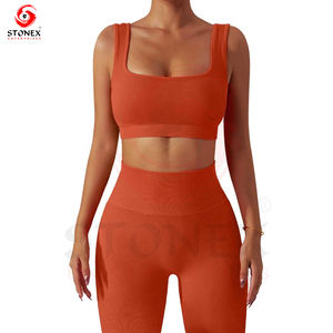 Personalizado sólido transpirable gimnasio Fitness Yoga conjunto de dos piezas de las mujeres de talla grande cintura elástica ropa deportiva - Product Image 4
