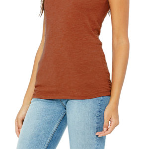 T-Shirt manches courtes femme 50% Polyester 25% Airlume en coton peigné à anneaux 25% rayonne 40 simple 3.8 oz argile Triblend - Product Image 5