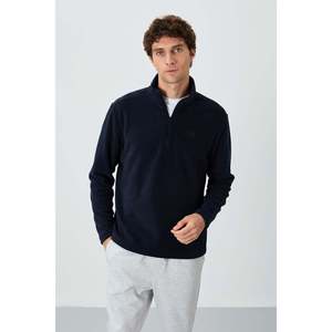 เสื้อสเวตเชิ้ตผ้าฟลีซคอตั้งสีน้ำเงินกรมท่าสำหรับผู้ชาย Air Jones เสื้อพูลโอเวอร์โพลีเอสเตอร์อุ่นๆ สำหรับใส่ลำลองในฤดูหนาวและฤดูใบไม้ร่วง - Product Image 1