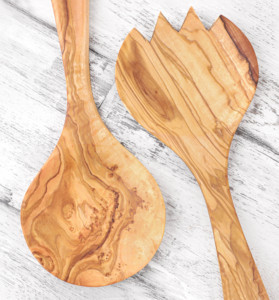 Handmade Olive <b>Wood</b> <b>Salad</b> <b>Servers</b> Set 2-Piece Spoon Eco-Friendly & Sustainable - Product Image 2