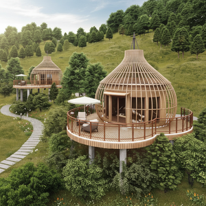 บ้านไม้ตั้งแคมป์ออกแบบได้ตามต้องการสำหรับการท่องเที่ยวรีสอร์ทพักผ่อนริมแม่น้ำบ้านไม้โครงการลงทุนด้านการท่องเที่ยว - Product Image 6