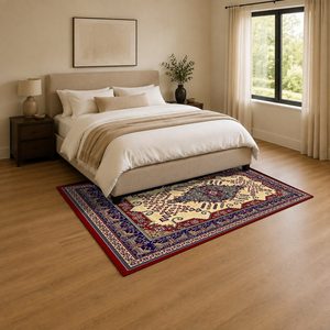 Tapis de salon en chenille antidérapant, imprimé numériquement, style moderne et vintage, rouge bordeaux, lavable en machine, vente en gros, RUGS DEPOT LXDP-0248 - Product Image 3