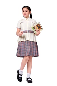 Uniformes scolaires pour enfants, filles, maternelle, primaire, OEM ODM, manches courtes, plissés, en polyester/coton - Product Image 6