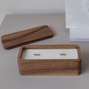 Pots de bougie en bois naturel fabriqués à la main avec insert de cire rechargeable-Décoration de la maison personnalisable pour Noël - Product Image 6