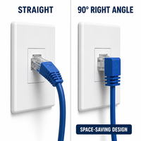 Kabel Ethernet RJ45 Cat6 UTP Tembaga Murni Sudut Kanan 90 Derajat XXD Industrial, Kabel LAN Kecepatan Tinggi 10Gbps untuk Router, Bersertifikasi CE RoHS