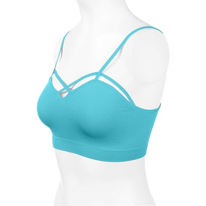 Soutien-gorge de sport croisé de poitrine basse pour femmes de qualité supérieure soutien-gorge de sport de gymnastique haut court rembourré doublure en spandex course soutien-gorge de fitness de yoga - Product Image 4