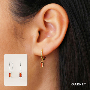 Pendientes colgantes de aro de piedras preciosas Baguette cristal de cuarzo, conjunto de puntas, piedra facetada de plata esterlina, piedra natal de enero, joyería para mujer - Product Image 2