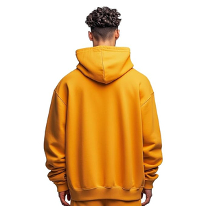 Sweat-shirts à capuche de style baggy sur mesure, sweat-shirt surdimensionné pour hommes, jaune chrome, épaules tombantes, 100% coton, sweat-shirts unisexes - Product Image 2