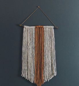 Handmade Two-Tone Yarn Wall Hanging Elegant & Cozy Decorative Tapestry for Bedroom, Living Room, or <b>Office</b> - Product Image 4