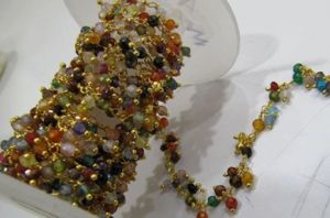 Cadena Colgante de Rosario con Cuentas de Circonita Cúbica Multicolor Facetada de 3-4 mm, Envuelta en Alambre, de Alta Calidad, Unisex - Product Image 2