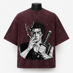 Camiseta Extra Grande para Hombre, Color Granate, Algodón, Estilo Urbano, Estampado Gráfico, Manga Corta, Cuello Redondo, Corte Jersey - Product Image 1
