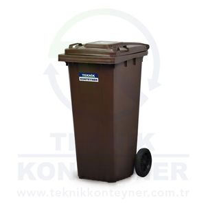 Contenedor de Basura de Plástico Vertical TEKNIK KONTEYNER TK 120 de 120L, Fabricante Turco, Ecológico, para Uso en Exteriores, Color Marrón - Product Image 2