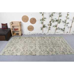 พรมตุรกี, พรมวินเทจขนาดใหญ่ 4.7x9.6 ฟุต, พรมลายดอกไม้สีเบจเขียว - Product Image 2