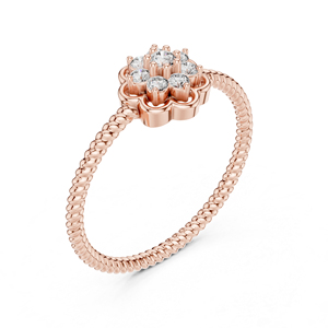 แหวนหมั้นเพชรทรงกลม 0.14 กะรัต ทองคำ 14K สำหรับผู้หญิง |   ได้รับการรับรองจาก IGI สไตล์คลาสสิก - Product Image 6