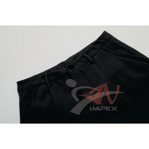 Pantalon unisexe rétro plissé coupe scimitar, simple, polyvalent, ample, jambe large, long, décontracté, léger, droit, taille mi-haute, fermeture éclair - Product Image 4