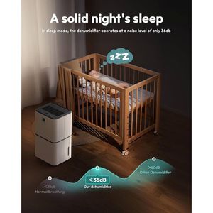 Auto Manual Drainage 0.528 Pints <b>Dehumidifier</b> with Drain Hose 2000 Sq. Ft Capacity for Large Rooms & Basements for Bedrooms RV's - Product Image 4