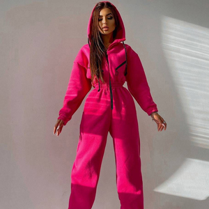Women's Custom Cropped Hoodie Set Plus Size Jumpsuit Tracksuits Sweatsuit Jogging <b>One</b> Piece <b>Top</b> Hooded for Sports Exercise - Product Image 5