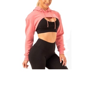 Nouveau design 2025 Crop femmes sweat à capuche couleur unie respirant écologique pull à capuche décontracté avec Logo personnalisé BD - Product Image 1