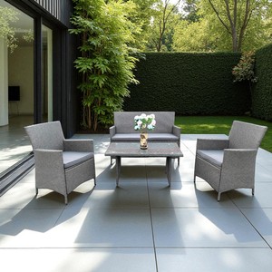 Juego de muebles de mimbre de imitación de mimbre De Poli ratán, cómodo Patio exterior, asientos de ocio, mesa ajustable para jardín, sala de estar - Product Image 2