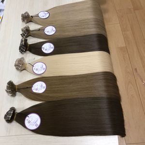 Vente en Gros de Cuticules Alignées Cheveux Humains Double Dessiné Plein Extrémité Bande Extensions de Cheveux Colorés Naturel Vrai Cheveux Raides Extens - Product Image 2
