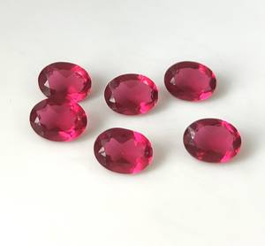 Tourmaline rose synthétique de haute qualité, pierre précieuse facettée en verre, taille ovale 3x5mm-20x30mm, effet de jeu de couleurs/feu pour la fabrication de bijoux - Product Image 3