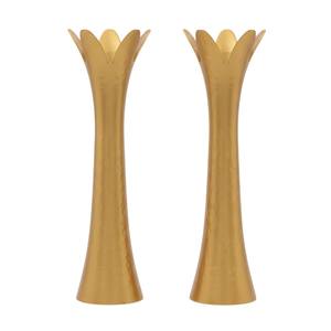 Candelabros Clásicos de Metal Dorado Martillado, Elegantes Portavelas de Aluminio Hechos a Mano, Diseño de Pétalos de Flores, Decoración del Hogar en Oferta - Product Image 1