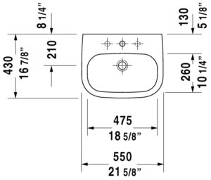 Pour Duravit D-Code 23105500002 Wall Hug Basin Lavage à la main en pierre moderne et bassin d'art pour salle de bain et hôtel pour transport de luxe - Product Image 2