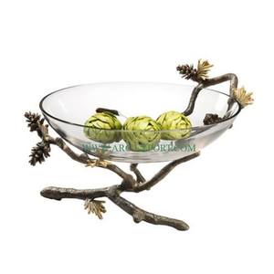 Bol de service jetable en aluminium plaqué or avec motifs de feuilles bols à fruits et à dessert pour la fête, le mariage et la table de villégiature décor de luxe - Product Image 3