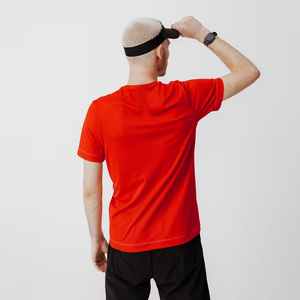 T-shirts personnalisés rouges pour hommes, manches courtes, 100 % coton, col rond, style urbain, écologiques, avec bordure contrastante, séchage rapide, durables - Product Image 2