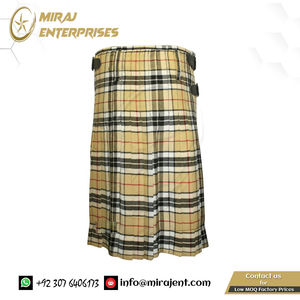 8 Yards High Quality Royal Stewart Tartan <b>Kilt</b> for <b>Men</b> Yellow and <b>Black</b> Scottish Highland <b>Kilt</b> with Custom Logo - Product Image 5