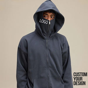 เสื้อฮู้ดสตรีทแวร์ฤดูหนาวแบบสั่งทำพิเศษ สองชั้น ทรงโอเวอร์ไซส์ สำหรับผู้ชาย แบบนินจา บาลาคลาวา ผ้าฟลีซหนานุ่ม ซิปหน้า กันลม - Product Image 2