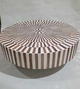 Table basse en incrustation d'os conçue pour la maison Tables rondes décoratives en incrustation d'os pour la maison - Product Image 3