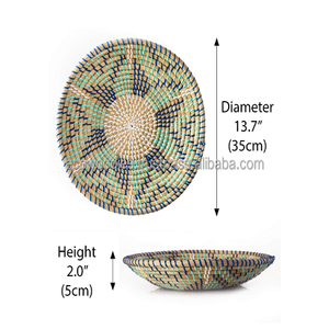 Rustique Unique tissé à la main jonc de mer bambou tenture murale panier plaque tissé à la main rotin paniers pour salon décor - Product Image 6