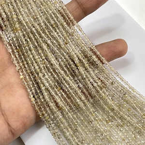 Cuentas de forma de Rondelle facetadas de rutilo dorado, cuentas al por mayor de rutilo Natural para la fabricación de joyas - Product Image 1