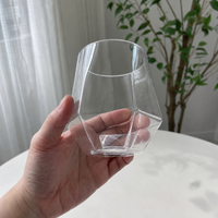 Verres à vin sans pied en forme de diamant, transparents avec bord doré, 10 oz, pour champagne, vin, whisky, pour événements