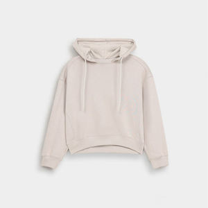 เสื้อฮู้ดผู้หญิงคุณภาพสูง สีเบจ ผ้าฝ้ายเนื้อนุ่ม ขอบยางยืด แขนยาว มีเชือกผูก ฮู้ด สำหรับฤดูหนาว สไตล์ลำลอง - Product Image 1