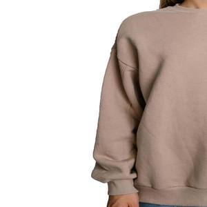 Sudadera de poliéster/algodón de gran tamaño de alta calidad para mujer, venta al por mayor, decoración de Bordado de lana pesada, hombro caído - Product Image 5