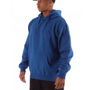 Sweat-shirt à capuche bleu de haute qualité pour homme, 100% coton molletonné, coupe décontractée, couleur unie, avec poche, idéal pour l'automne - Product Image 3