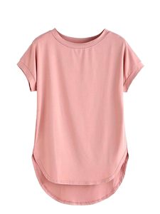 Personnalisé en gros femmes t-shirts à longue queue col rond manches courtes logo personnalisé imprimé couleur rose - Product Image 6